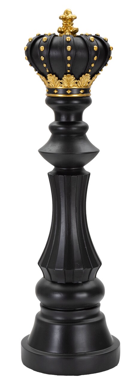 Statueta decorativa / Piesa de sah Rege, Black King, Mauro Ferretti, Ø14 x 50 cm, polirasina, auriu/negru - imagine 7